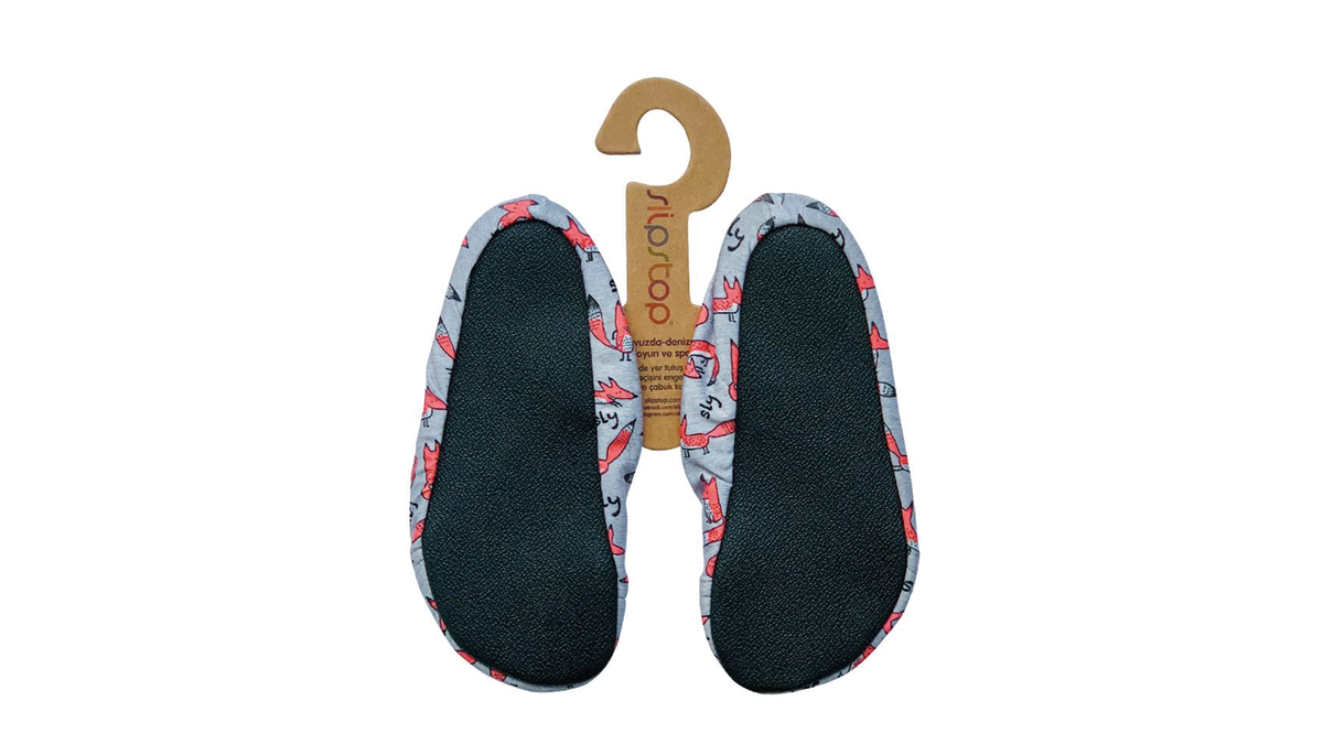 Badeschuhe für Kinder, Paaransicht, geschlossene Zehenpartie, geschlossener Fersenbereich, elastischer Einstieg, Ansicht von unten