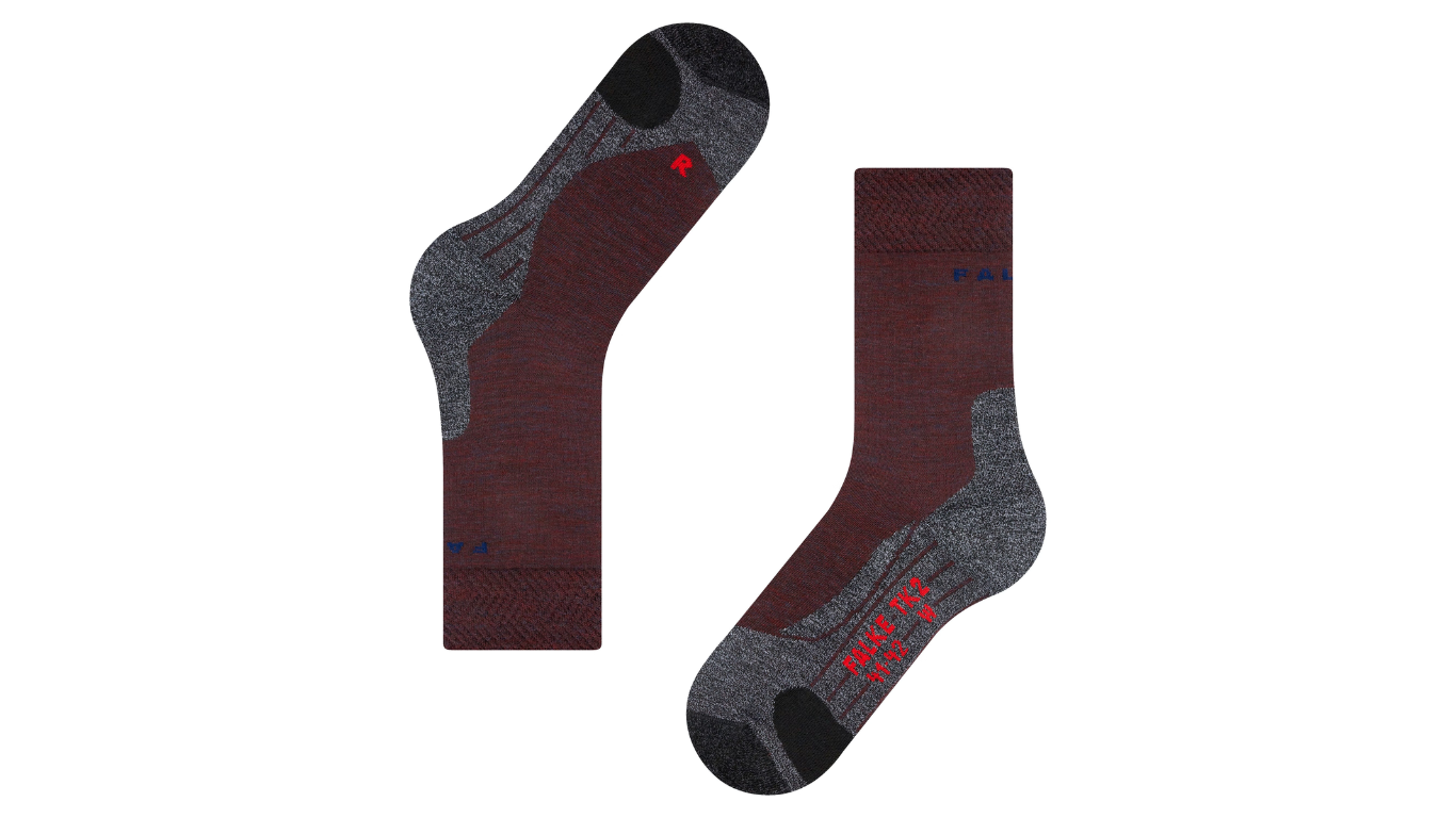 Trekking-Socke für Erwachsene, Paaransicht, anatomische Fußform, verstärkter Zehen- und Fersenbereich, Draufsicht