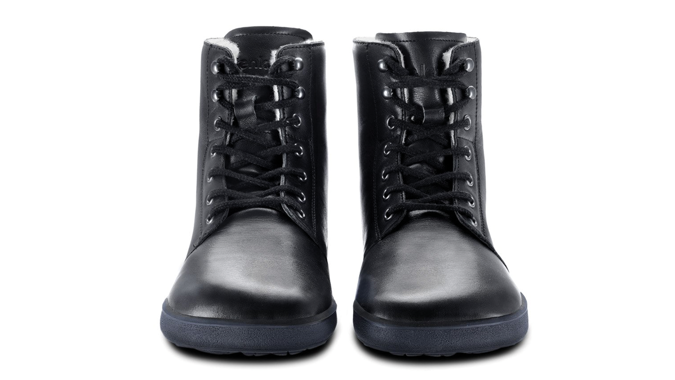 Barfußwinterschuh für Erwachsene als Paar, knöchelhoch, Schnürung, geschlossene Zehen, geschlossene Ferse, Draufsicht