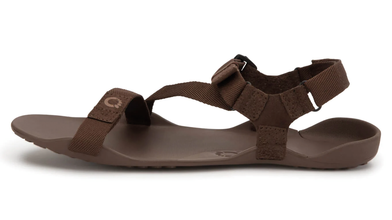 Barfußsandale, offene Zehen und offener Fersenbereich, Riemenkonstruktion mit verstellbaren Riemen, flexible Sohle, Einzelschuh, Seitenansicht innen