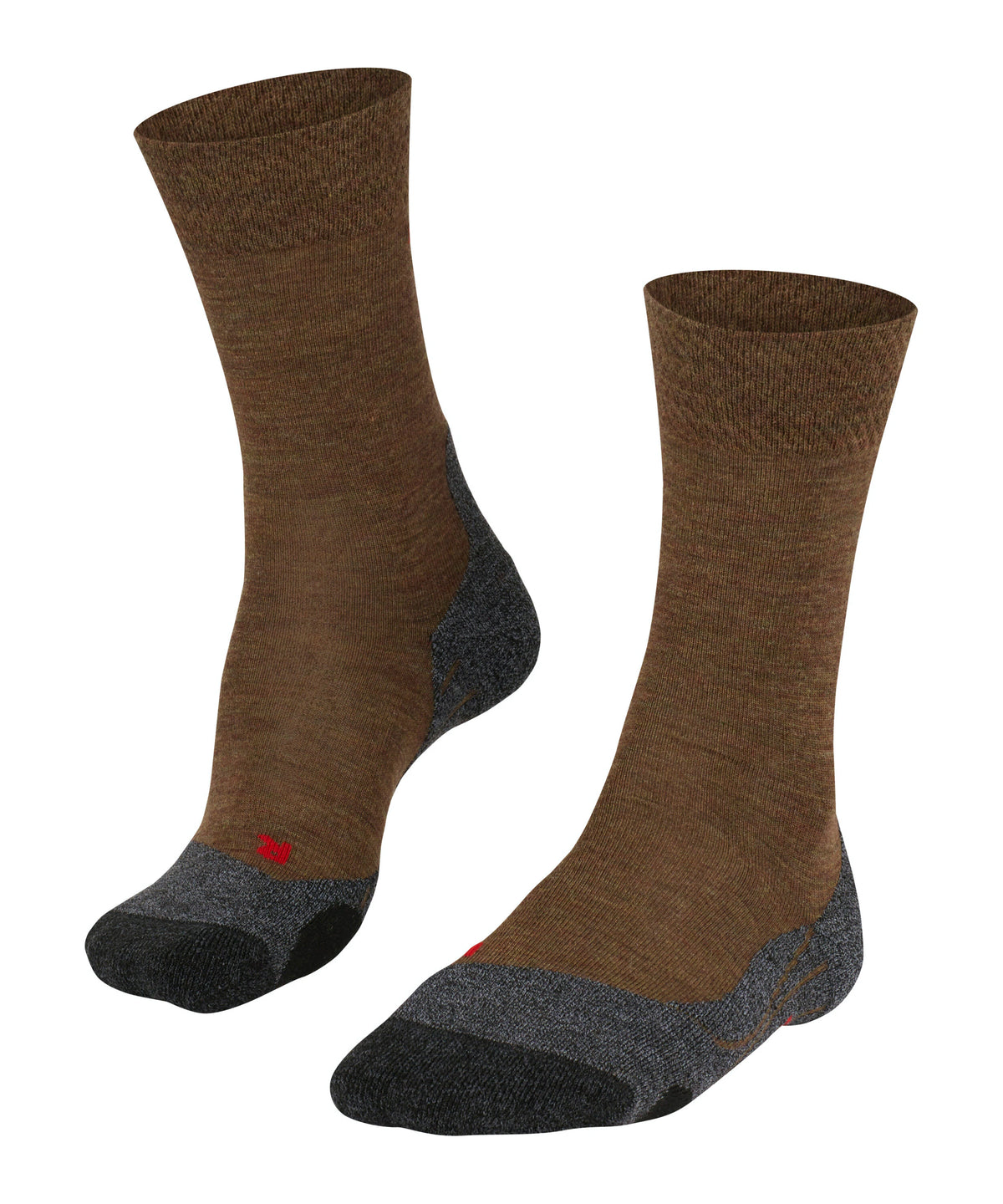 Wandersocken für Erwachsene als Paar mit mittlerem Schaft, schräge Vorderansicht.