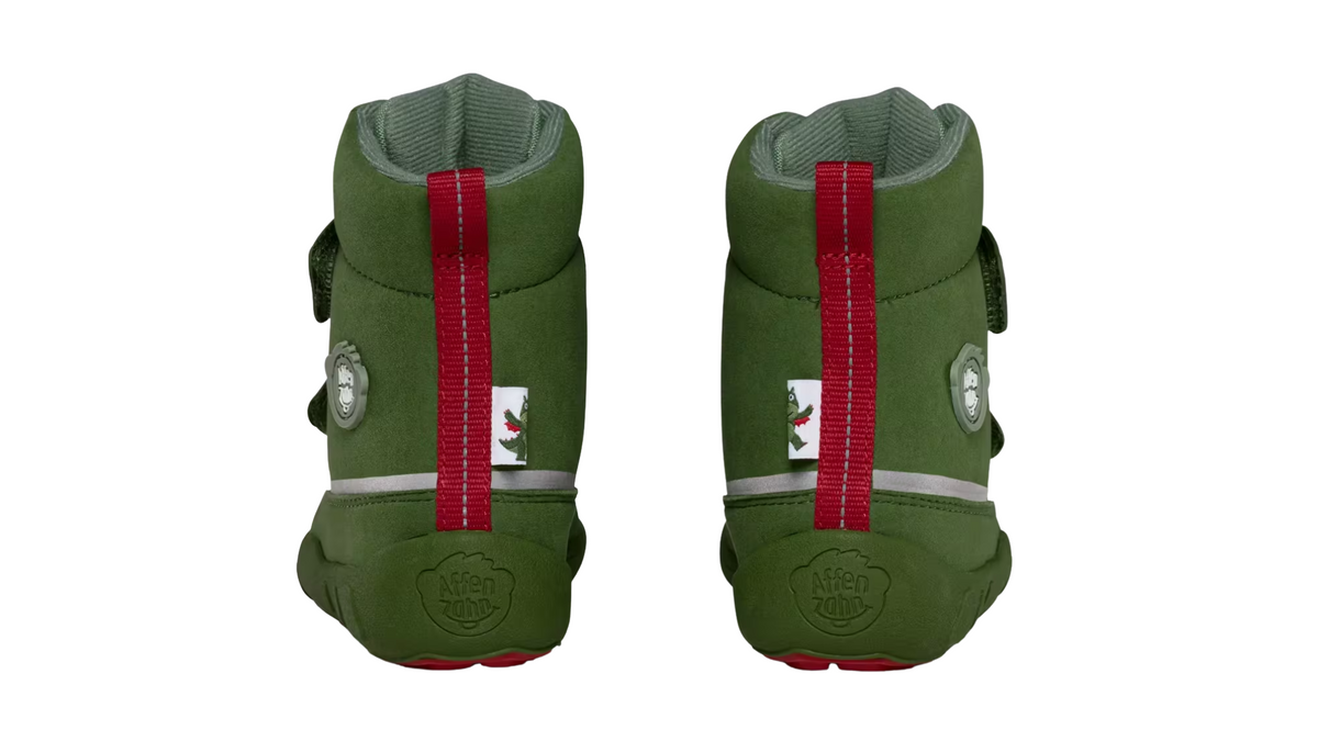 Kinder Barfußwinterstiefel mit geschlossener Ferse, Rückansicht beider Schuhe
