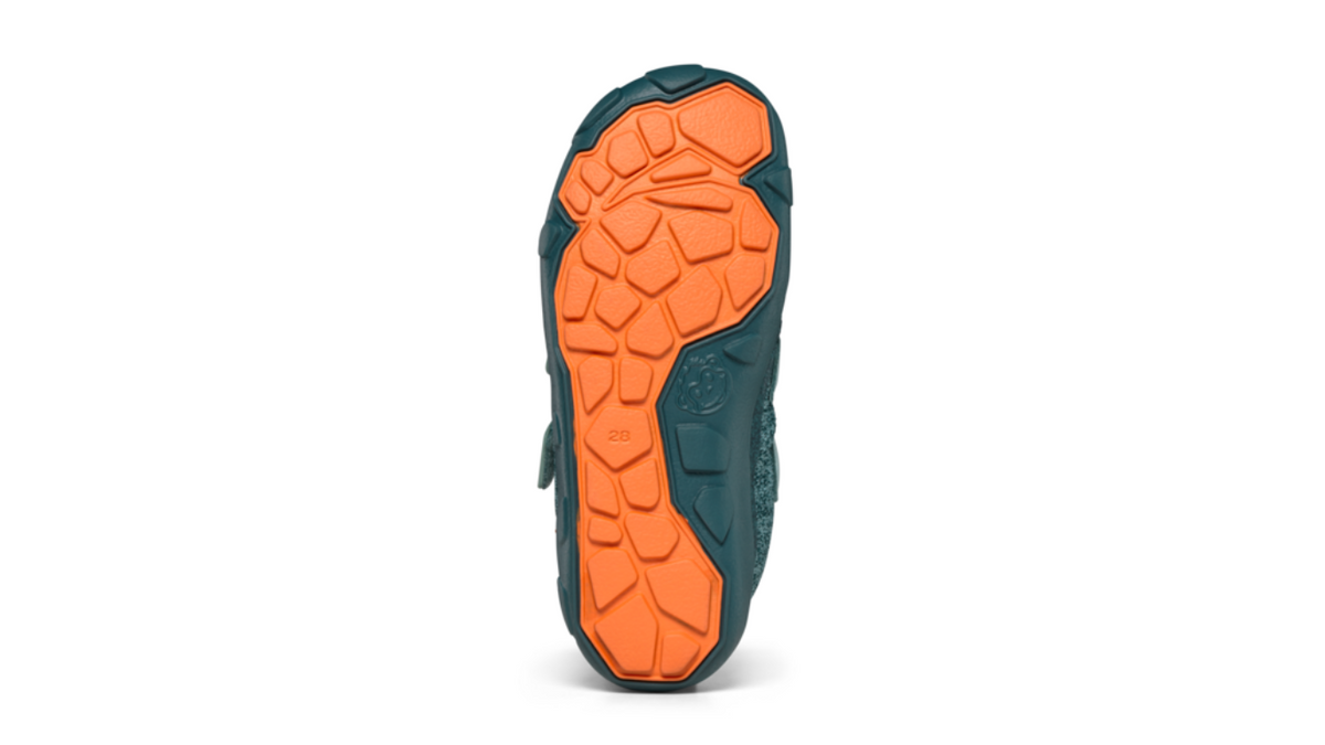 Kinder Barfußschuh mit profilierter, flexibler Sohle, Ansicht von unten