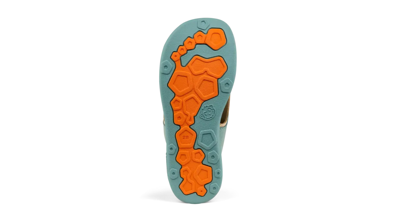 Kinder Barfußsandale mit flexibler Sohle und strukturiertem Profil, Ansicht von unten
