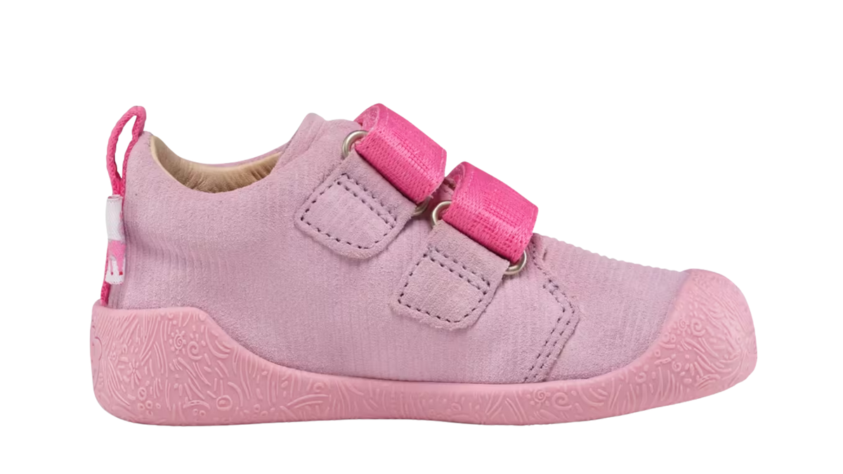 Kinder Barfußschuh mit geschlossener Zehenbox und zwei Klettverschlüssen, Seitenansicht innen