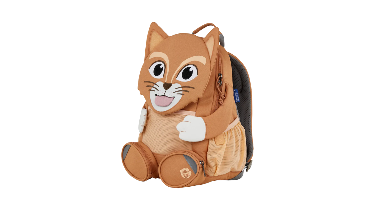 Kinderrucksack in Tierform (Katze), schräge Vorderansicht