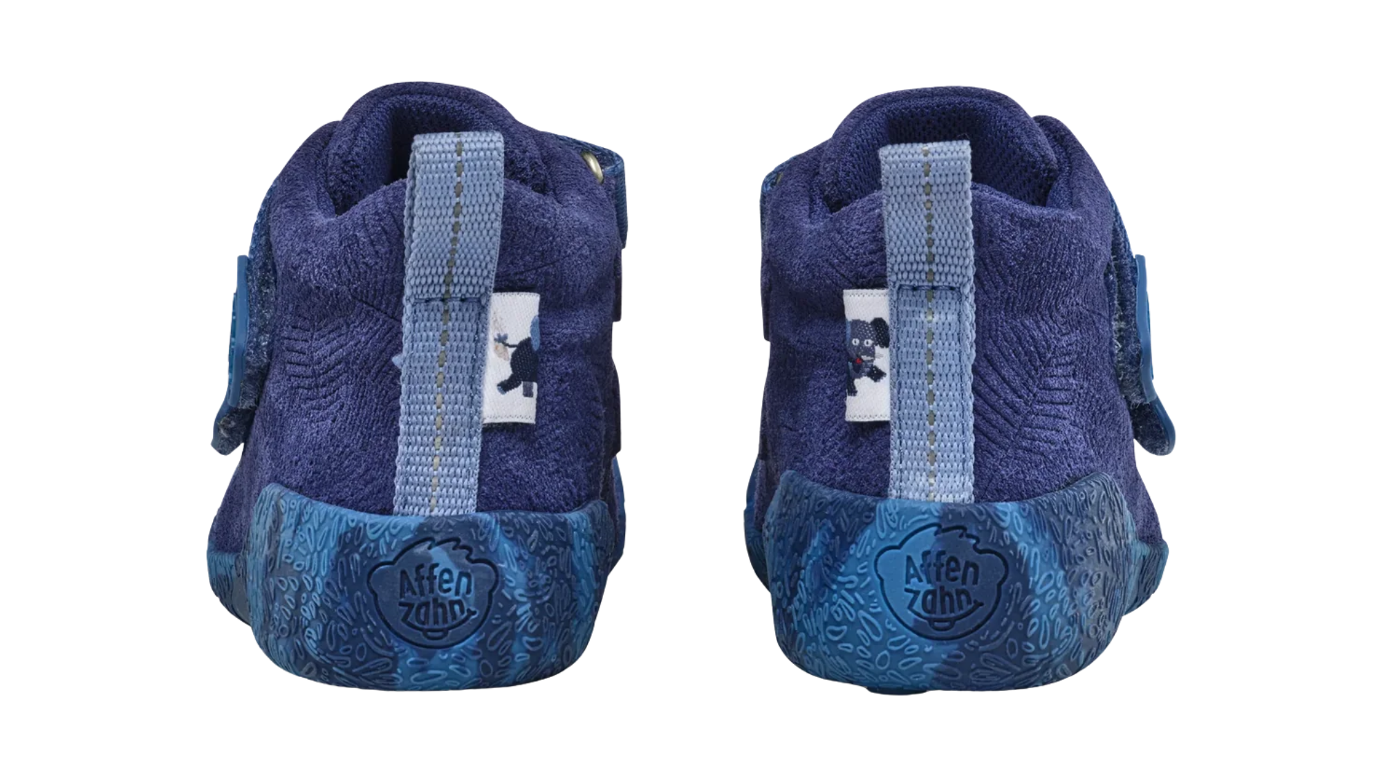 Paar Lauflernschuhe für Kinder mit knöchelhohem Schaft und Anziehschlaufen, Rückansicht