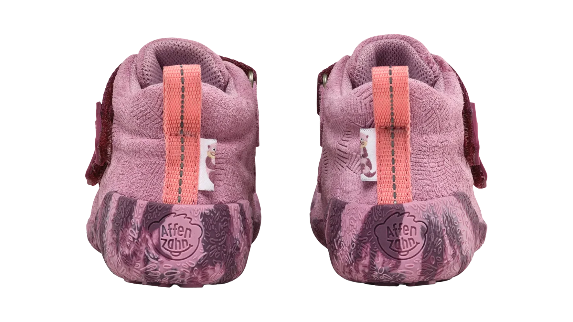 Paar Lauflernschuhe für Kinder mit knöchelhohem Schaft und Anziehschlaufen, Rückansicht