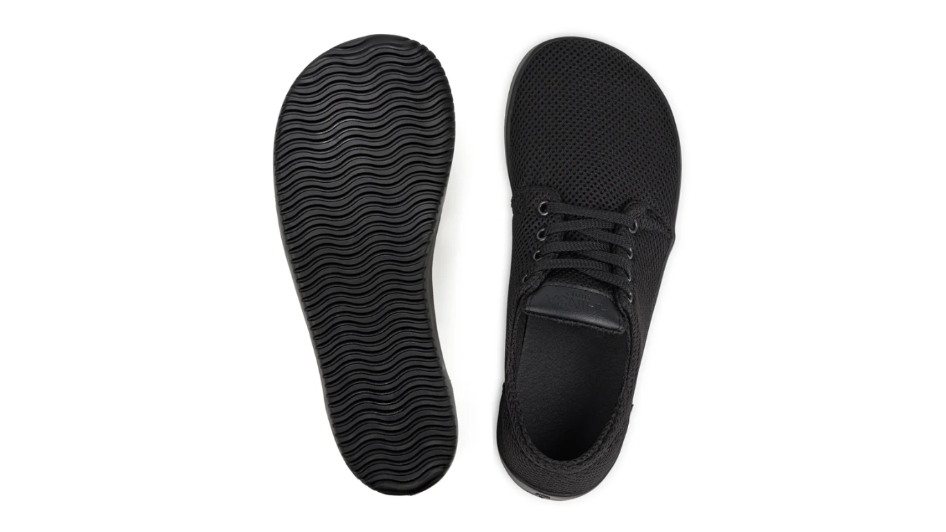 Barfußschuhe, Draufsicht und Unterseite. Dünn, fußförmig, ohne Absatz.