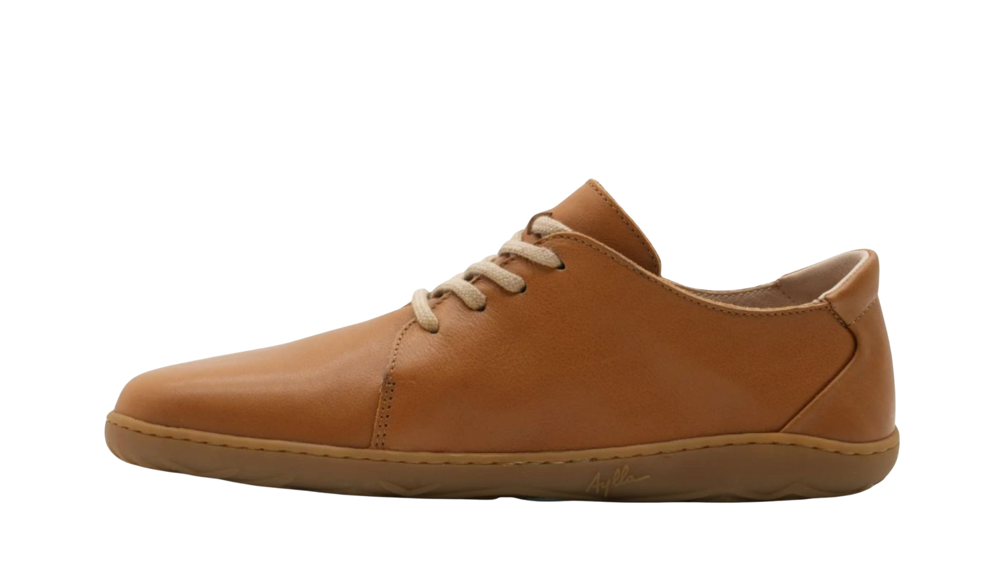 Barfußschuh für Erwachsene mit breiter Zehenbox, geschlossenem Zehenbereich, geschlossener Ferse, Schnürung, flacher flexibler Sohle, Seitenansicht außen.