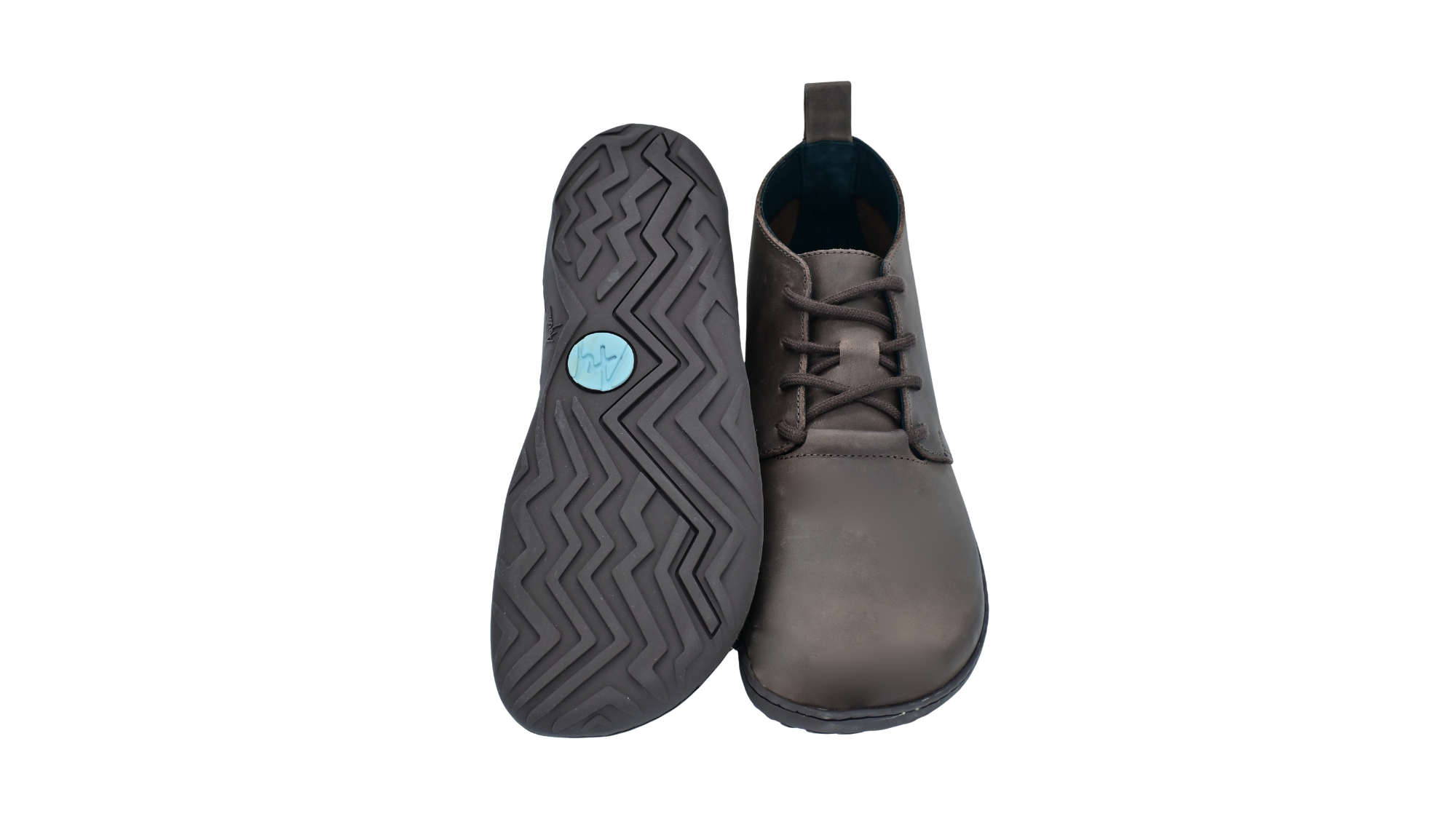 Barfußschuh für Erwachsene mit flacher, flexibler Sohle und strukturiertem Profil, Ansicht von unten.