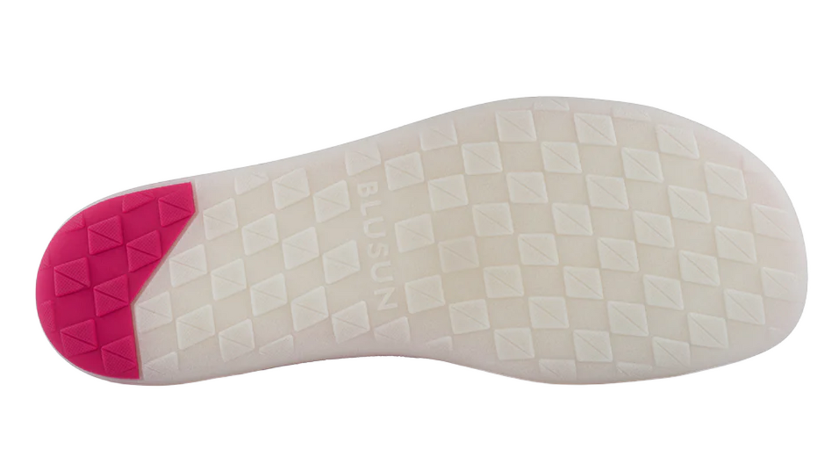 Barfußschuh für Erwachsene mit flacher, flexibler Sohle und strukturiertem Profil, Ansicht von unten.