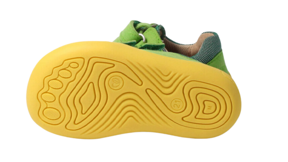 Barfußhalbschuh für Kinder mit flexibler Sohle und Profilstruktur, Ansicht von unten