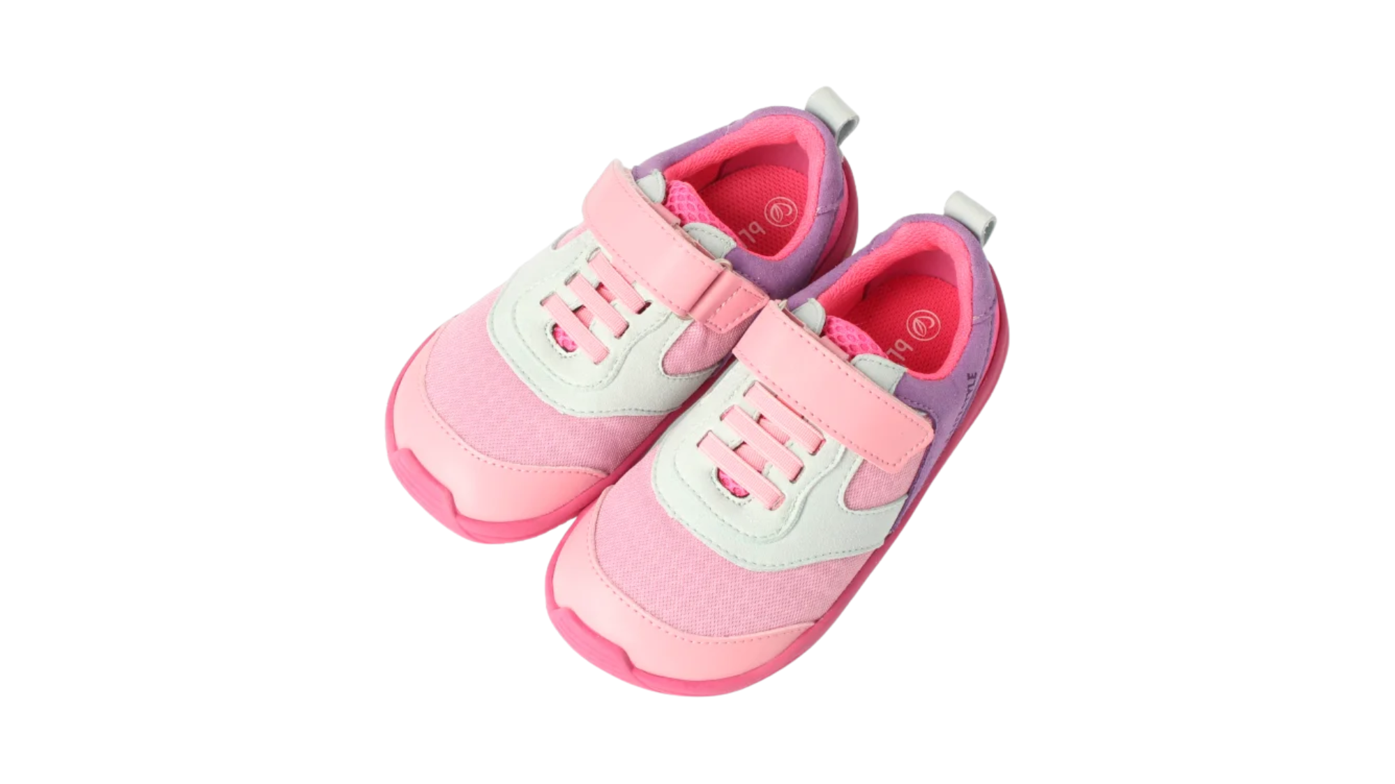 Kinder Barfußhalbschuh mit breiter Zehenbox, flexibler Sohle, Klettverschluss und Schnürung, geschlossene Zehen, geschlossene Ferse, Draufsicht als Paar