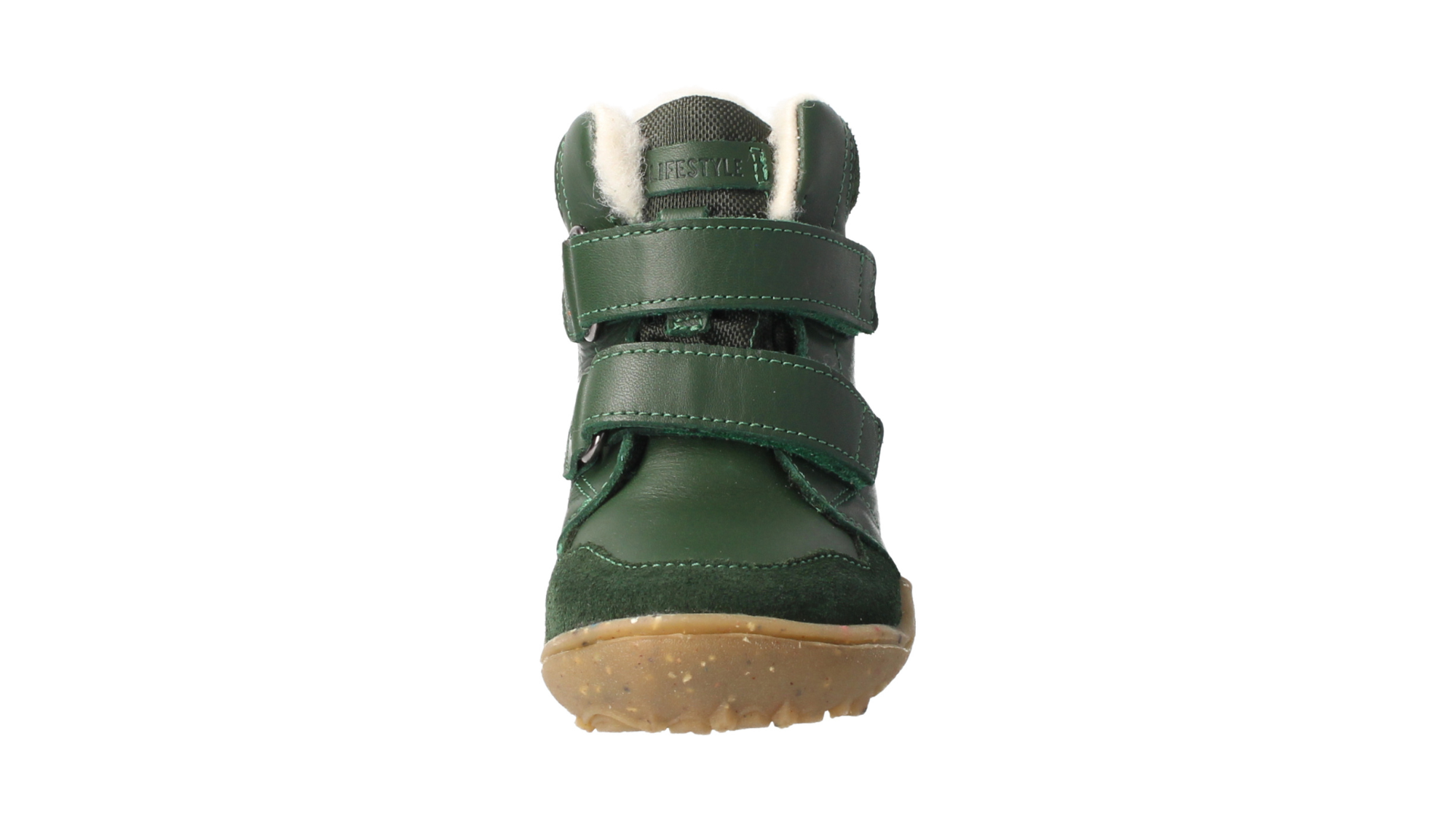 Barfußstiefel mit zwei Klettverschlüssen, geschlossener Fersenbereich, Rückansicht