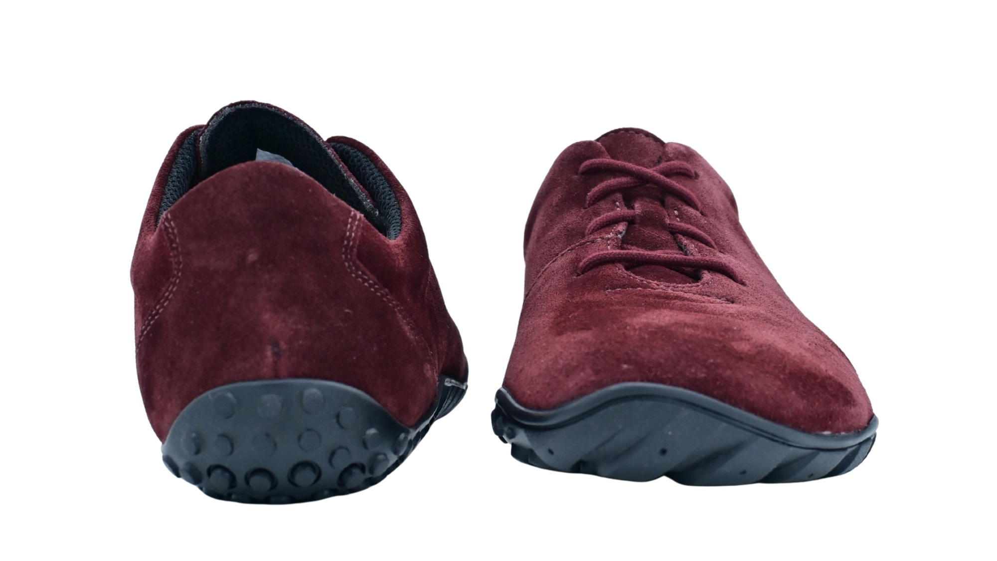 Barfuß-Sneaker für Erwachsene als Paar mit geschlossener Ferse, Schnürung und breiter Zehenbox, Rück- und Vorderansicht