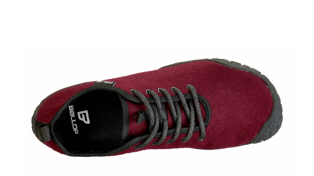 Barfußschuh für Erwachsene mit Schnürung und breiter Zehenbox, Draufsicht