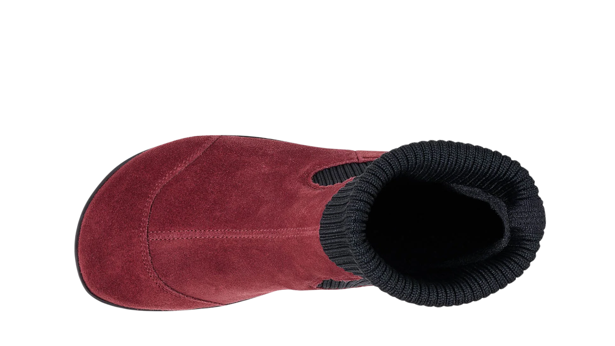 Barfußstiefelette für Erwachsene mit breiter Zehenbox, flexible Sohle, geschlossene Zehen und geschlossene Ferse, Draufsicht.