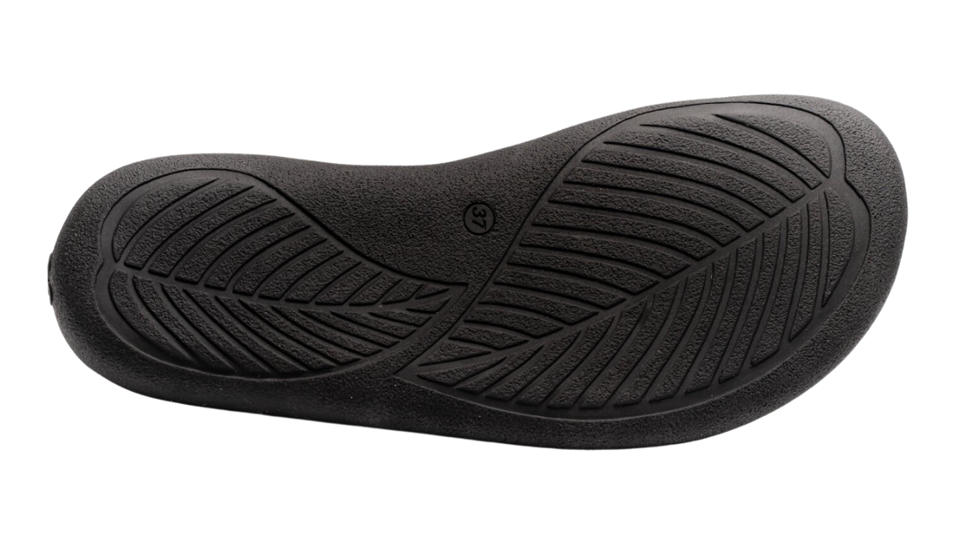 Barfußschuh für Erwachsene mit flexibler Sohle, geschlossenen Zehen, geschlossenem Fersenbereich, Ansicht von unten