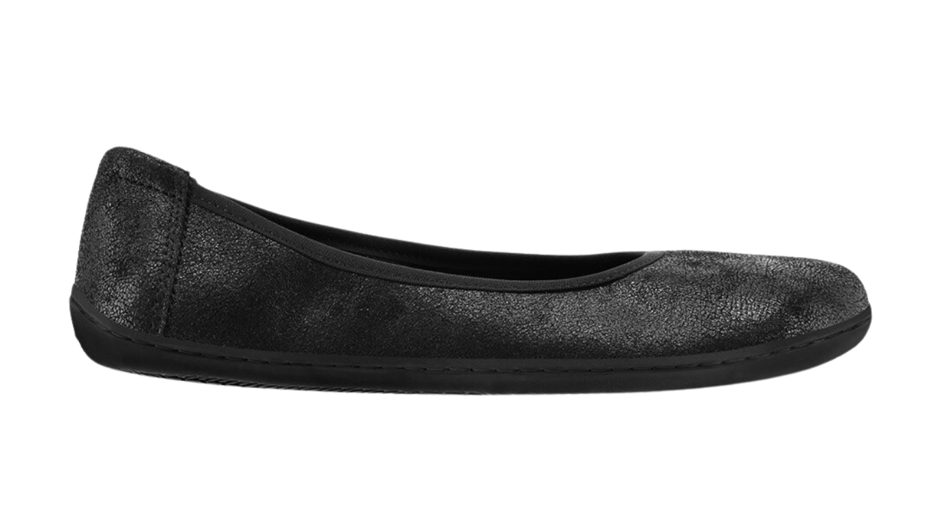 Barfußballerina, geschlossene Zehen und offener Einstieg, flexible Sohle, Einzelschuh, Seitenansicht außen