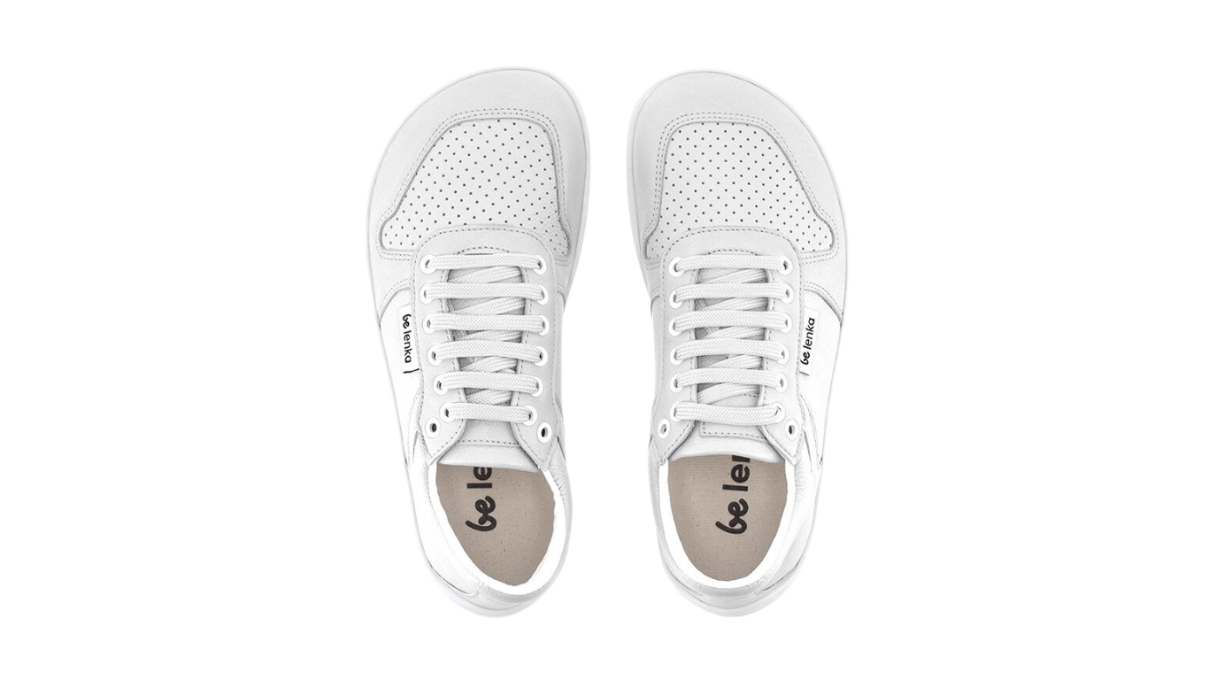 Barfußschuh Sneaker als Paar, breite Zehenbox, Schnürung, geschlossene Zehen, geschlossener Fersenbereich, Draufsicht