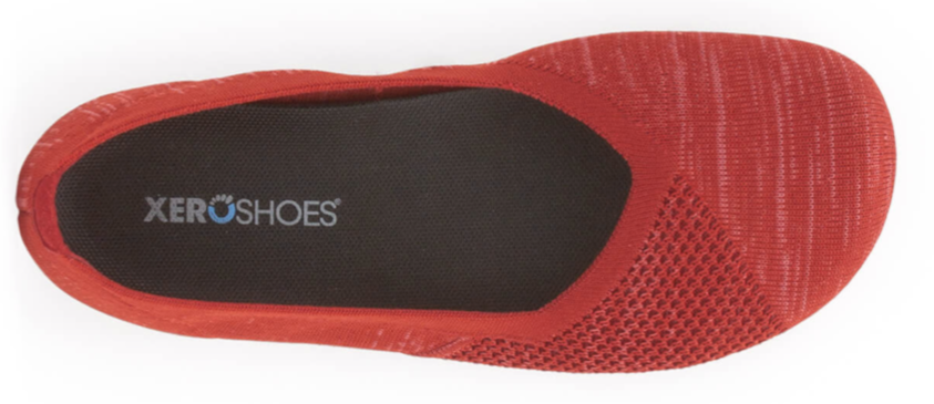 Barfußballerina, geschlossene Zehen und geschlossener Fersenbereich, elastischer Einstieg ohne Verschluss, flexible Sohle, Einzelschuh, Draufsicht