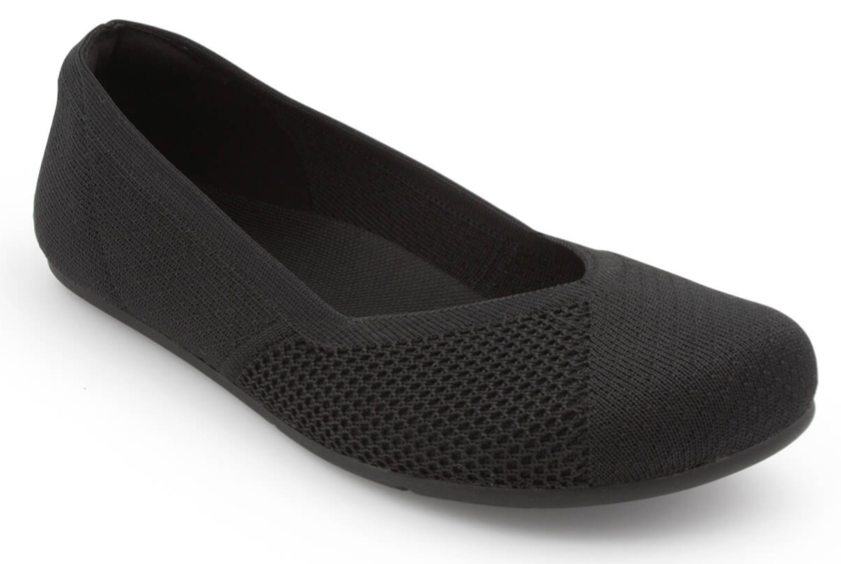 Barfußballerina, geschlossene Zehen und geschlossener Fersenbereich, elastischer Einstieg ohne Verschluss, flexible Sohle, Einzelschuh, Seitenansicht außen