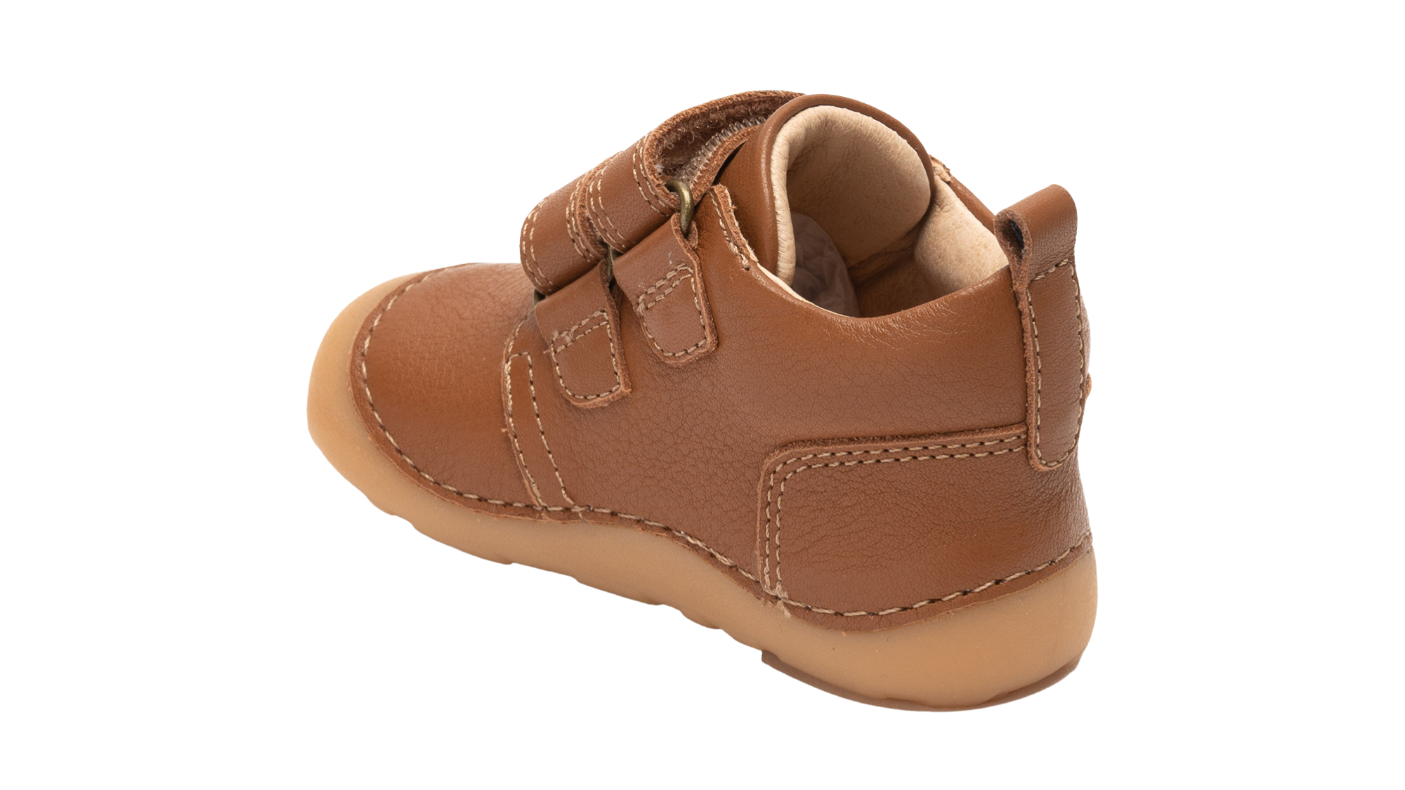 Lauflernschuh Barfußschuh mit geschlossenen Zehen und geschlossener Ferse, Seitenansicht innen.