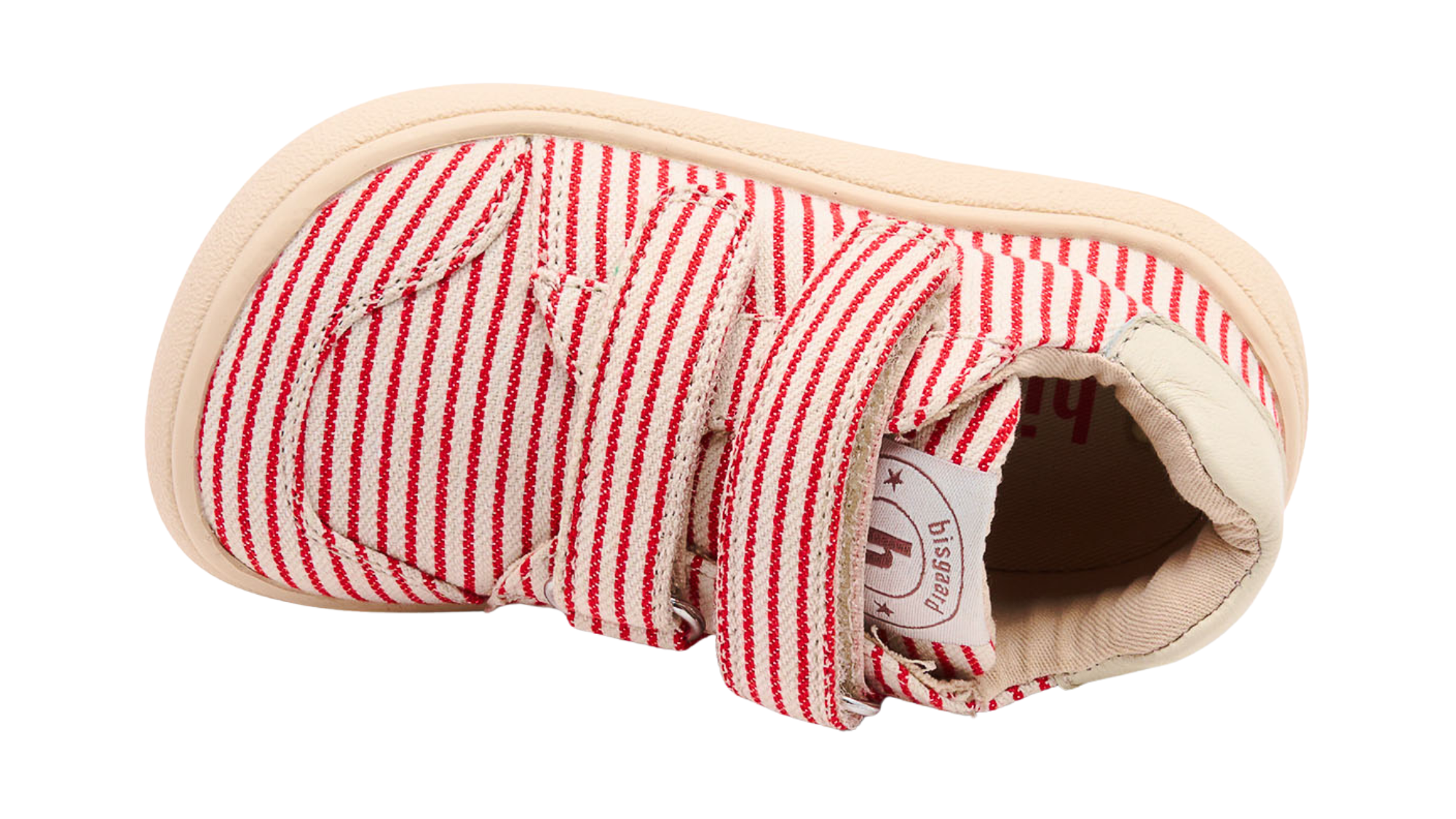Barfußschuh mit zwei Klettverschlüssen, breite Zehenbox, geschlossener Fersenbereich, Draufsicht