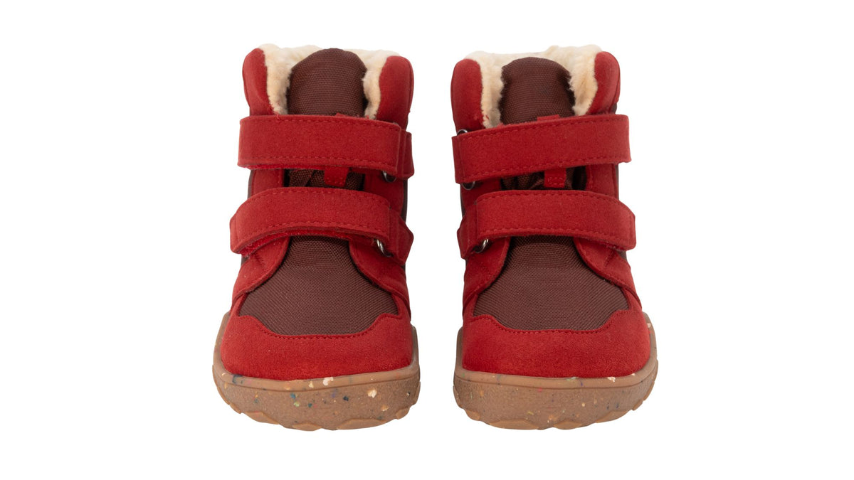 Barfußwinterstiefel als Paar mit zwei Klettverschlüssen, breite Zehenbox, Draufsicht