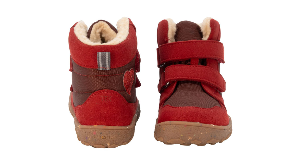 Barfußwinterstiefel als Paar mit geschlossener Ferse, Rückansicht