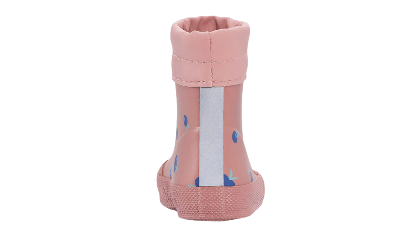 Barfußgummistiefel mit breiter Zehenbox, flexibler Sohle, geschlossenem Schaft, geschlossener Fersenbereich, Rückansicht