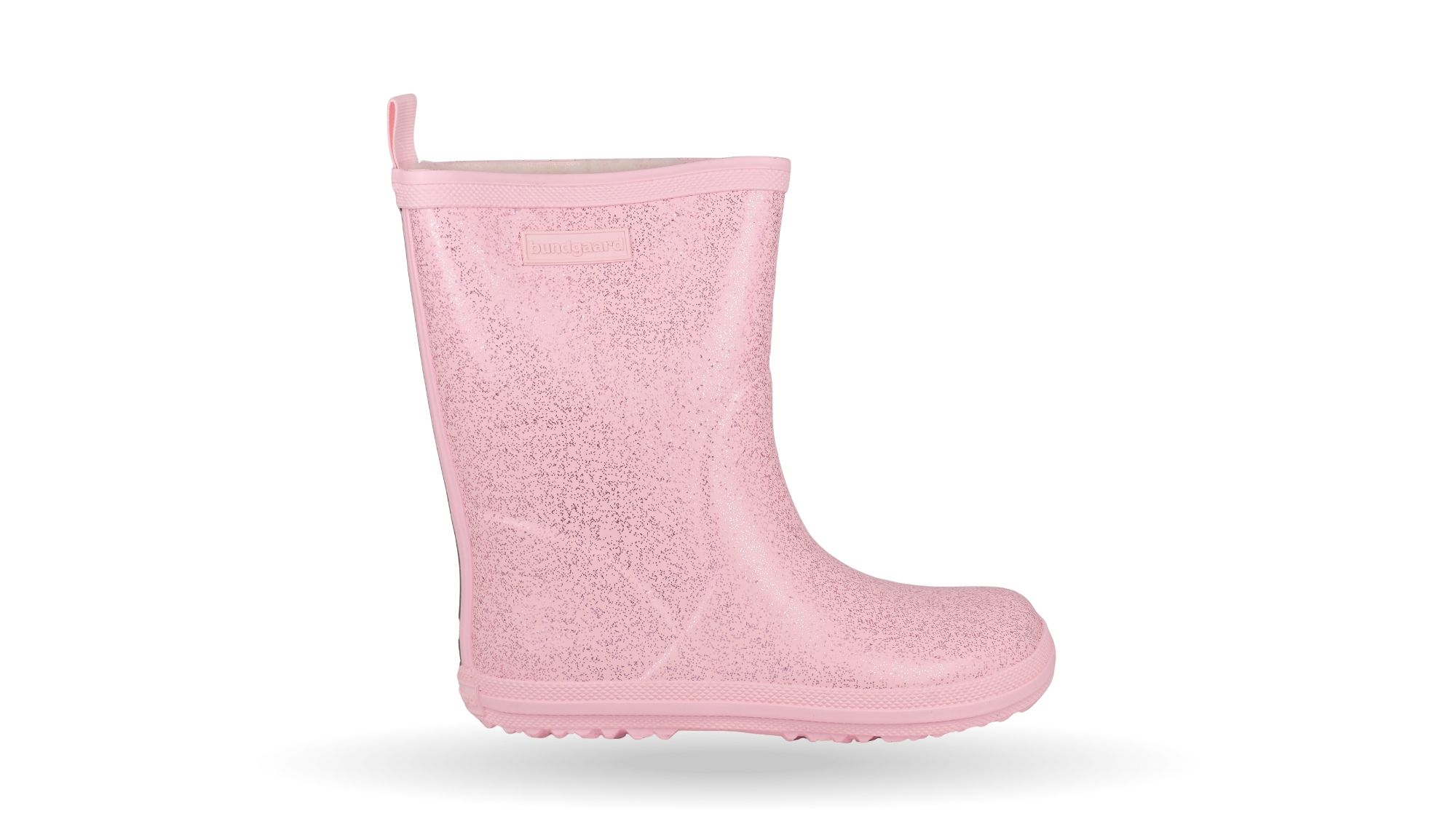 Barfußgummistiefel mit breiter Zehenbox, flexibler Sohle, geschlossenem Schaft, geschlossener Fersenbereich, Seitenansicht außen