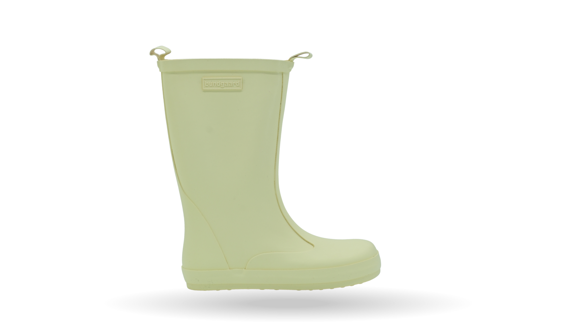 Kinder-Barfußgummistiefel mit breiter Zehenbox, geschlossenem Zehenbereich, geschlossenem Fersenbereich, hohem Schaft, Schlupfform ohne Verschluss, flexible Sohle, Seitenansicht