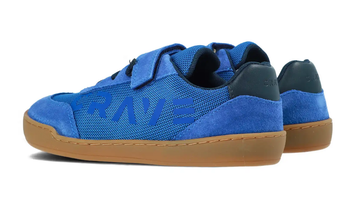 Barfußschuh für Kinder mit Klettverschluss, breiter Zehenbox, flacher flexibler Sohle, geschlossene Zehen und Ferse, Rückansicht