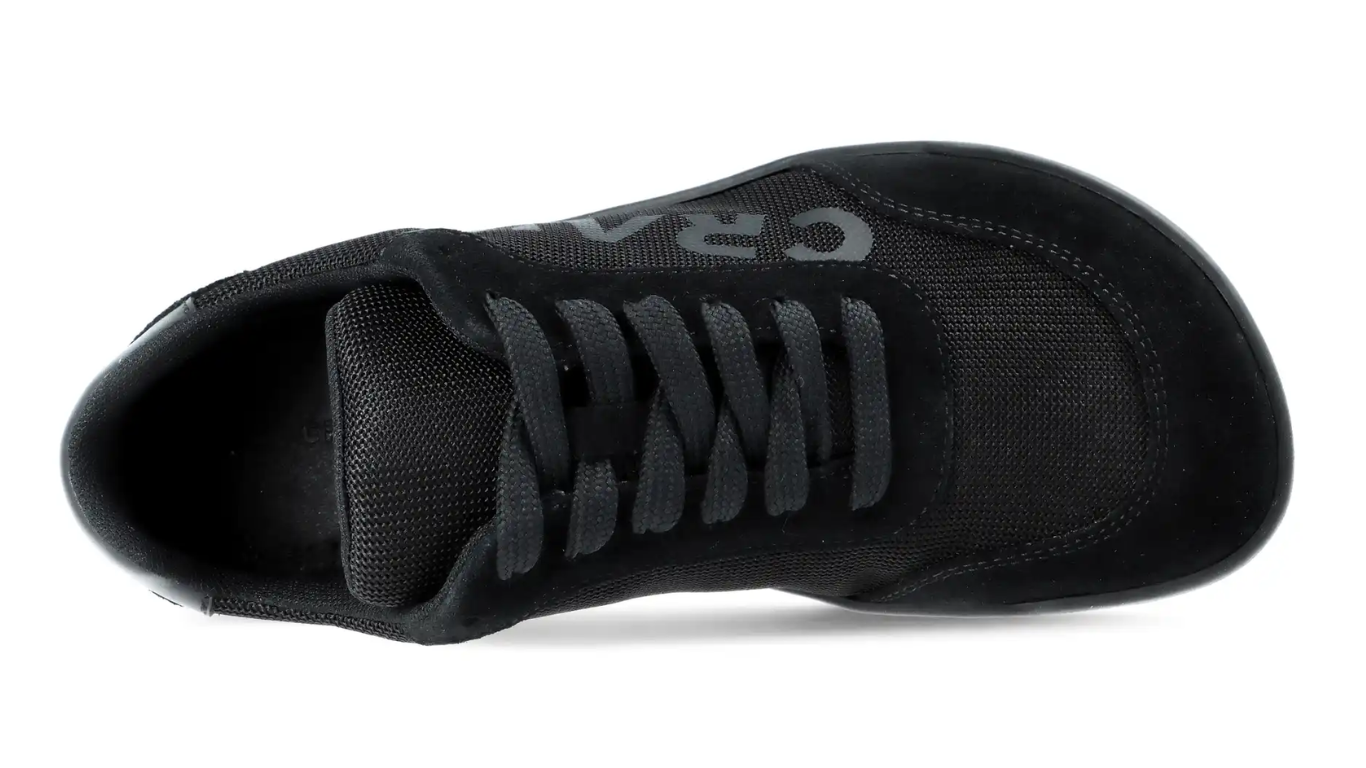 Barfußschuh für Kinder mit Schnürung, breite Zehenbox, flache flexible Sohle, geschlossene Zehen und Ferse, Draufsicht