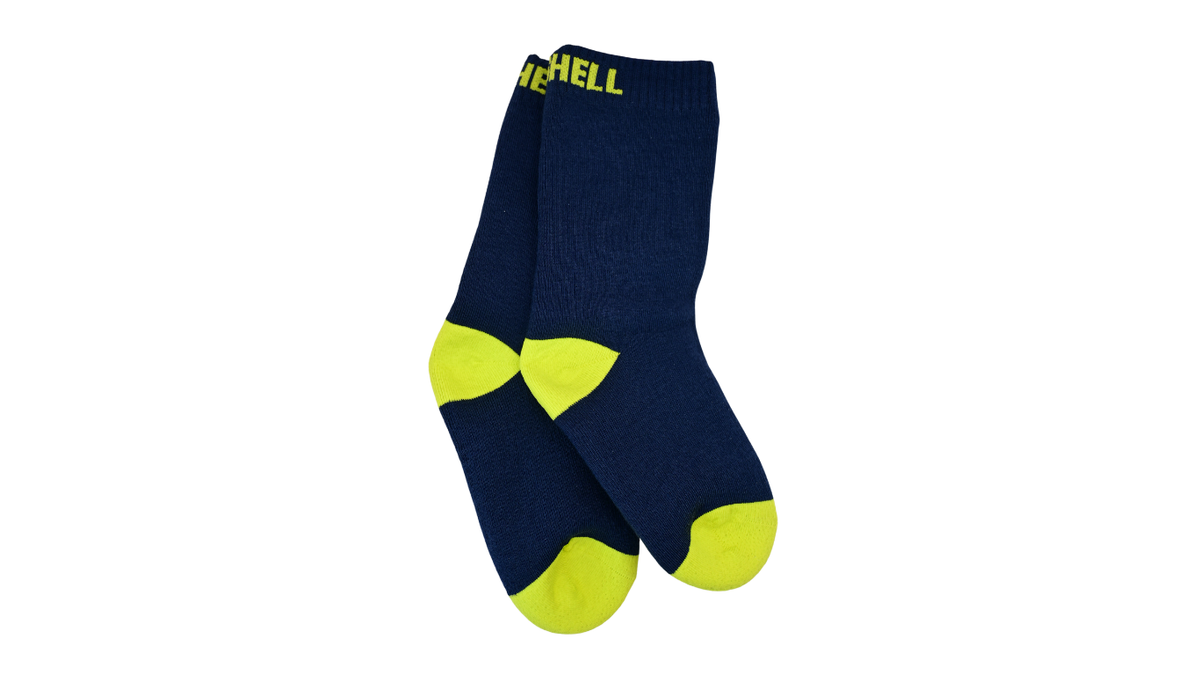 Wasserdichte Kindersocken als Paar mit hohem Schaft, Draufsicht.