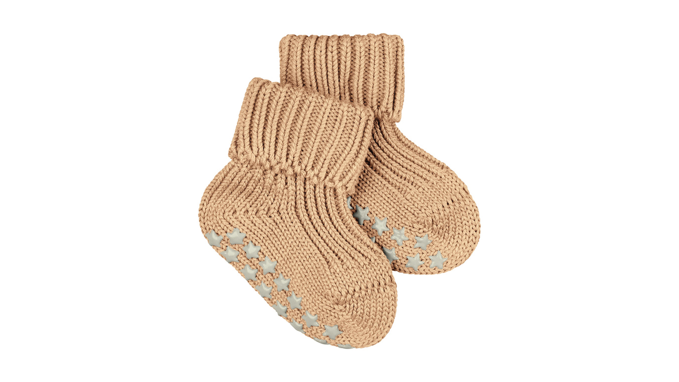 Baby-Socken, Paaransicht, gestrickte Struktur, elastischer Bund, Ansicht schräg von vorn