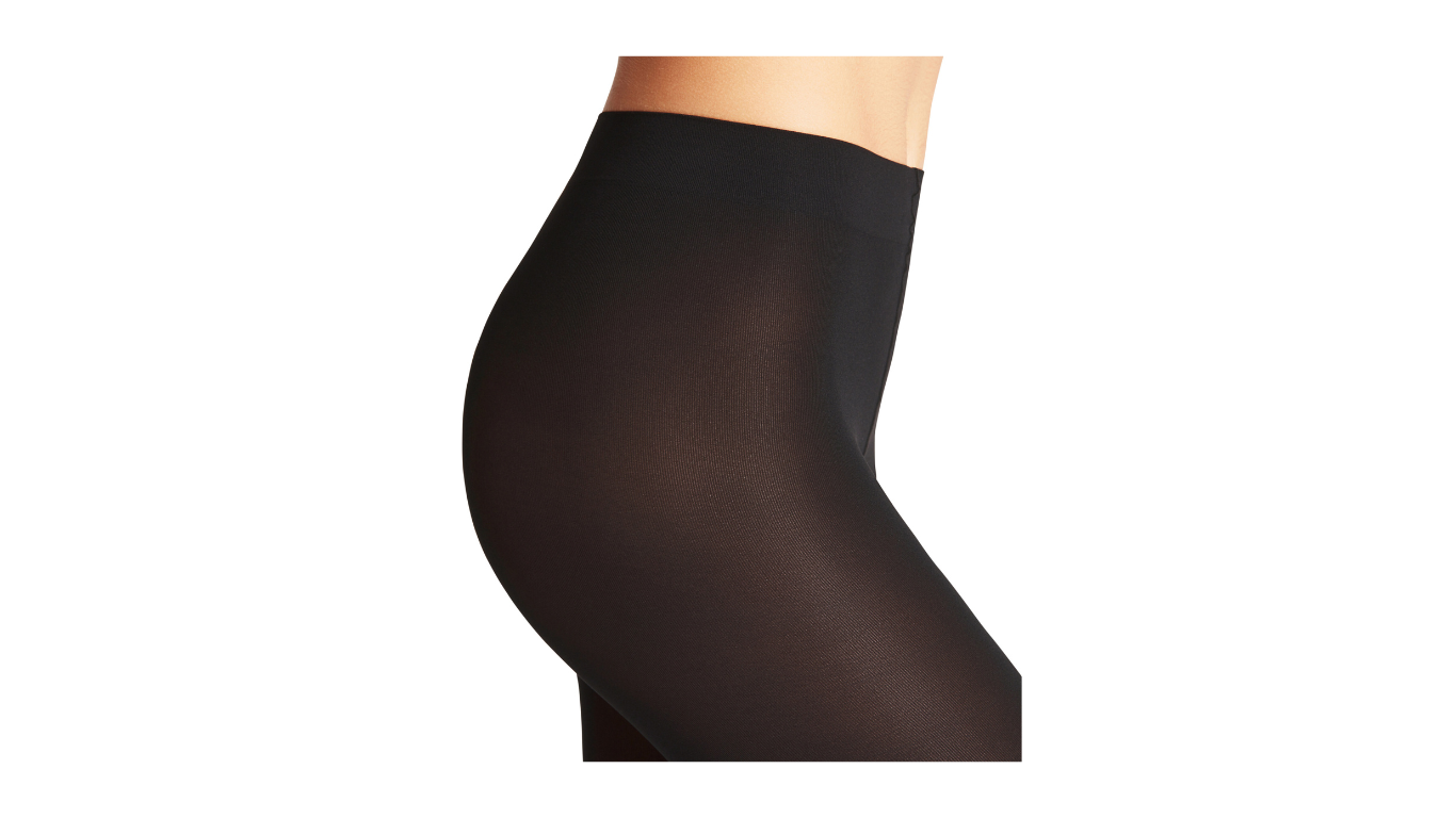 Damen-Leggings mit elastischem Bund getragen am Bein, Detailansicht.