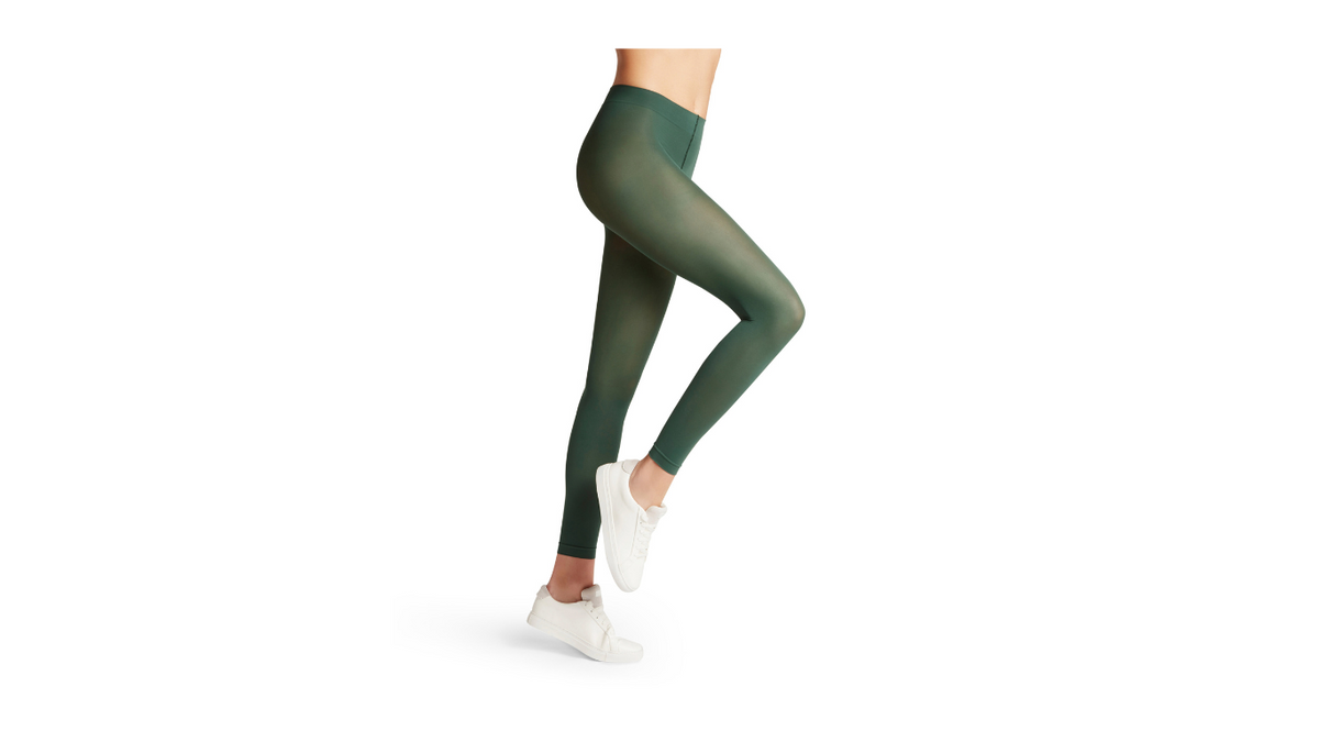 Damen-Leggings in Knöchellänge getragen am Bein, Detailansicht.