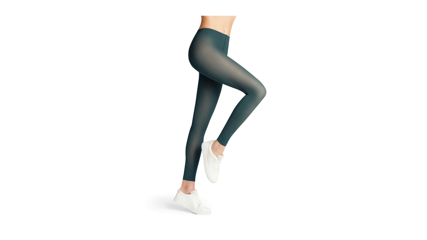 Damen-Leggings in Knöchellänge getragen am Bein, Detailansicht.