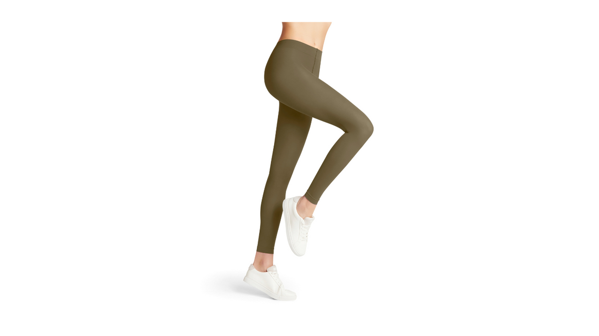 Damen-Leggings in Knöchellänge getragen am Bein, Detailansicht.