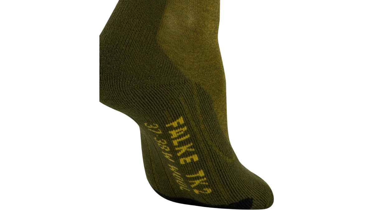 Socke mit mittelhohem Schaft, geschlossener Zehenpartie und geschlossenem Fersenbereich, Detailansicht.