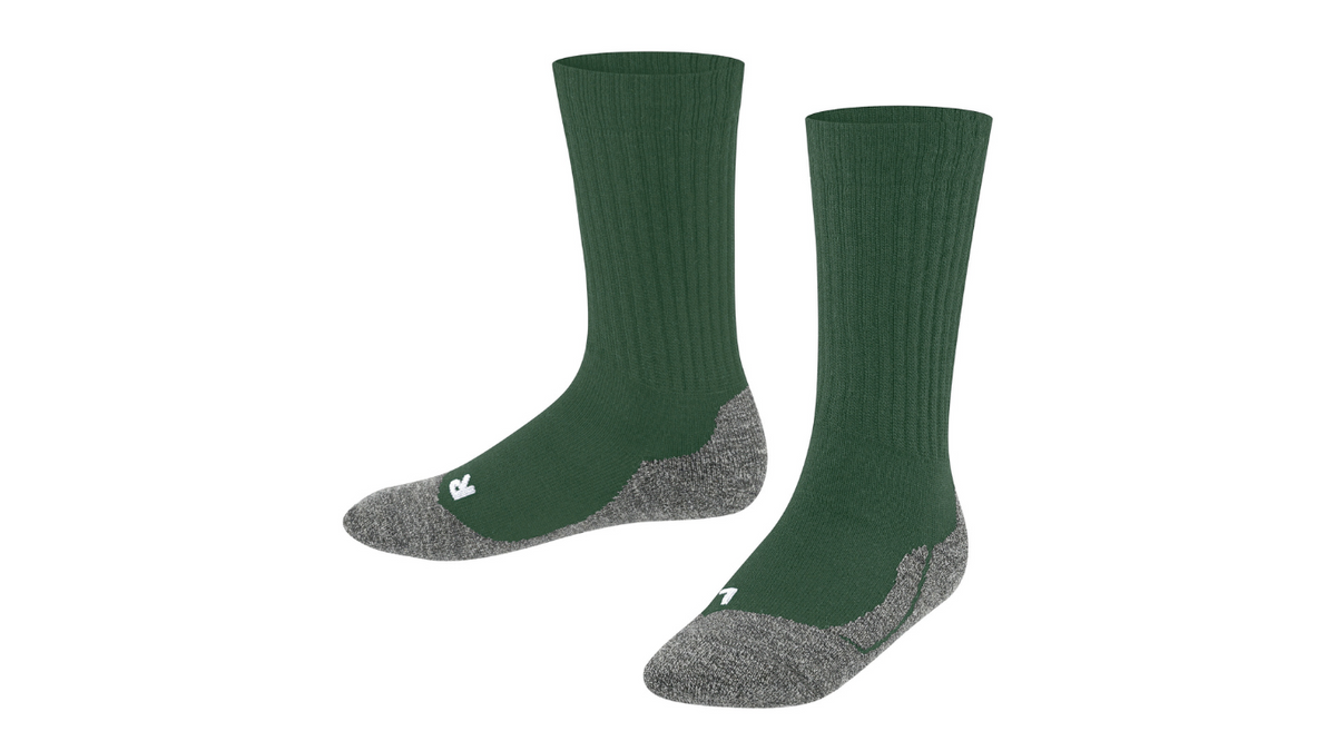 Socke als Paar mit mittelhohem Schaft und geschlossener Zehenpartie, schräge Vorderansicht.