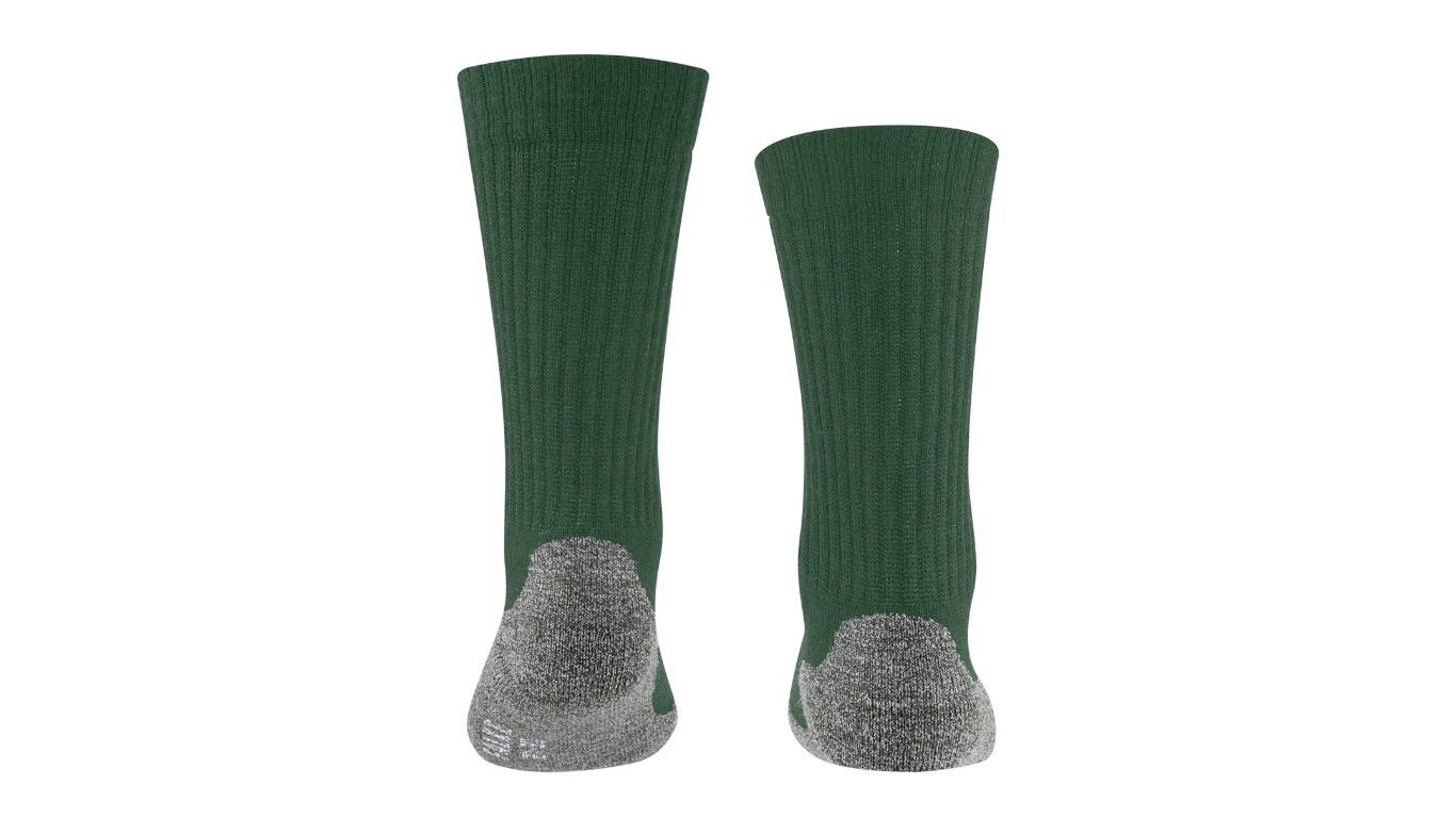 Socke als Paar mit mittelhohem Schaft und geschlossenem Fersenbereich, Rückansicht.