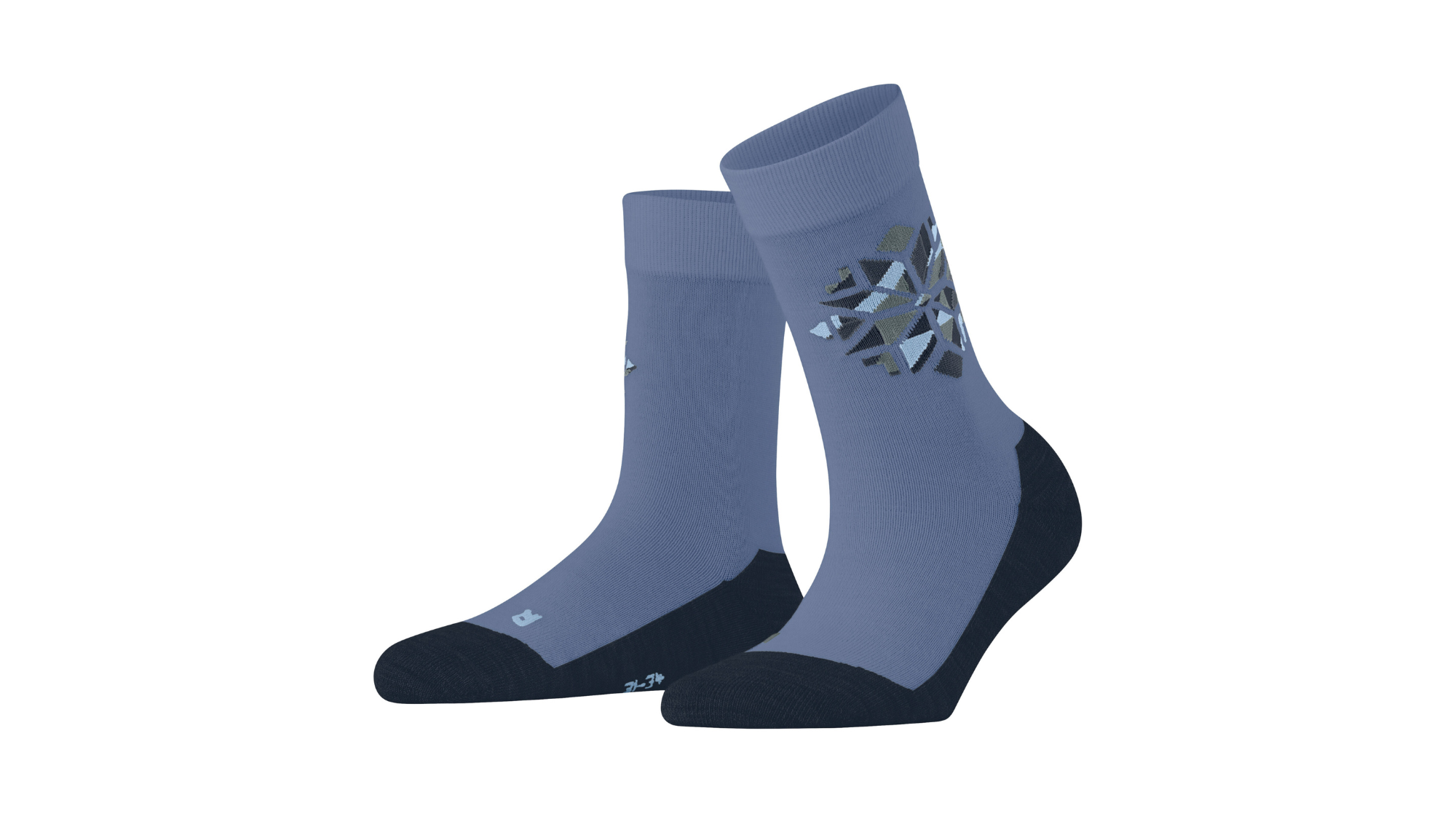 Paar Kindersocken in Wadenhöhe mit verstärktem Fersen- und Zehenbereich sowie Motiv am Schaft, Seitenansicht