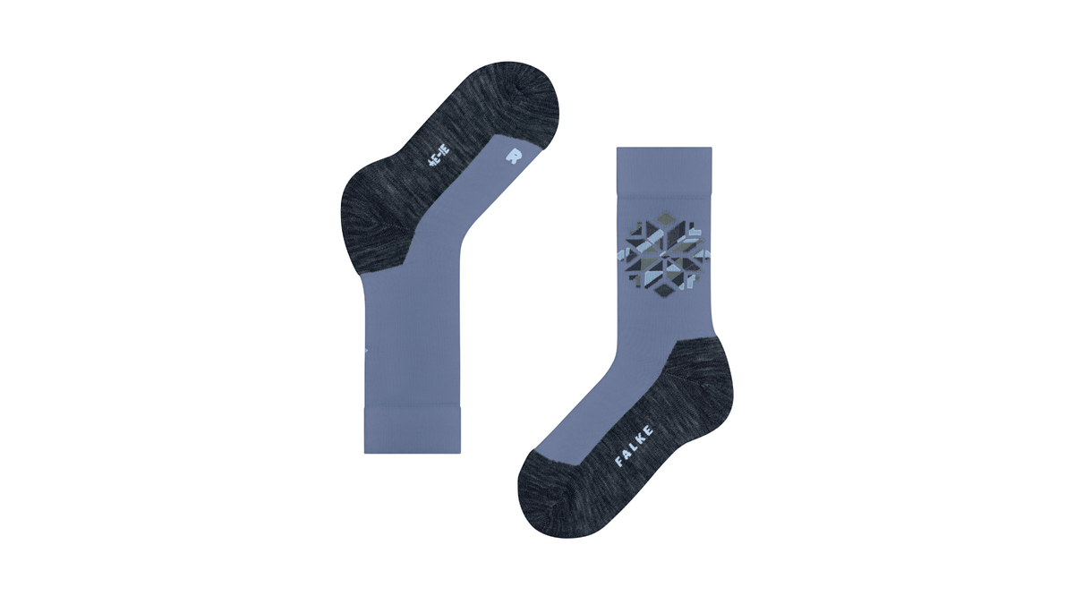 Paar Kindersocken in Wadenhöhe mit verstärktem Sohlenbereich und Motiv am Schaft, Ansicht von unten und Seitenansicht