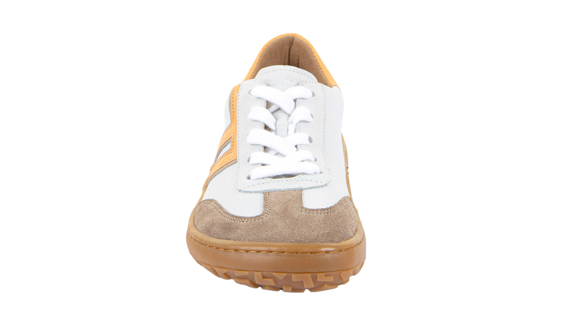 Barfußschuh, geschlossene Zehen und geschlossener Fersenbereich, Schnürung, flexible Sohle, Einzelschuh, Vorderansicht