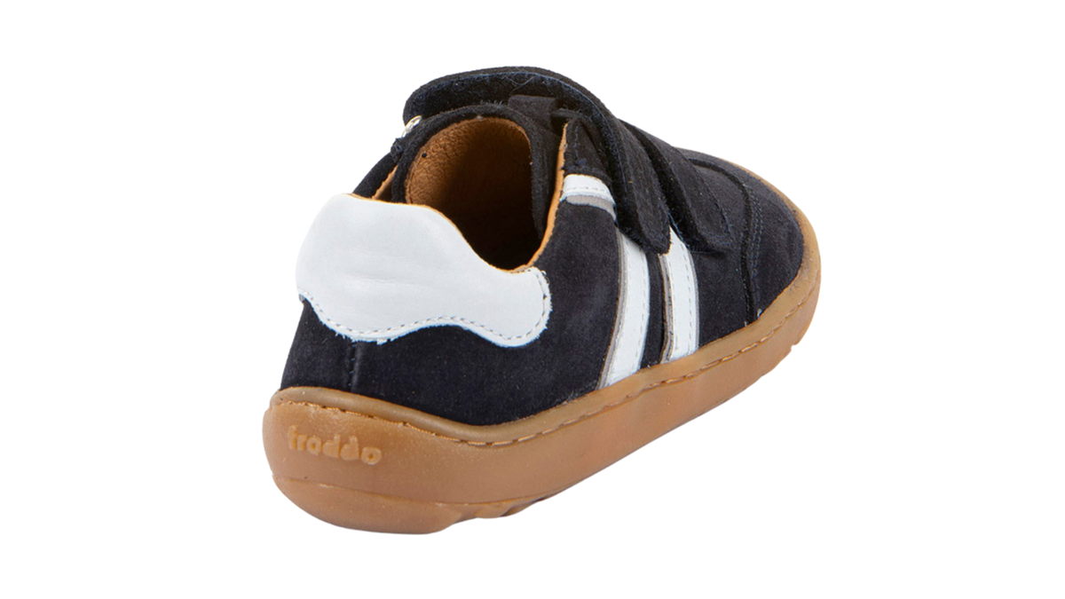 Barfußschuh für Kinder, geschlossene Zehen und geschlossener Fersenbereich, zwei Klettverschlüsse, flexible Sohle, Einzelschuh, Rückansicht