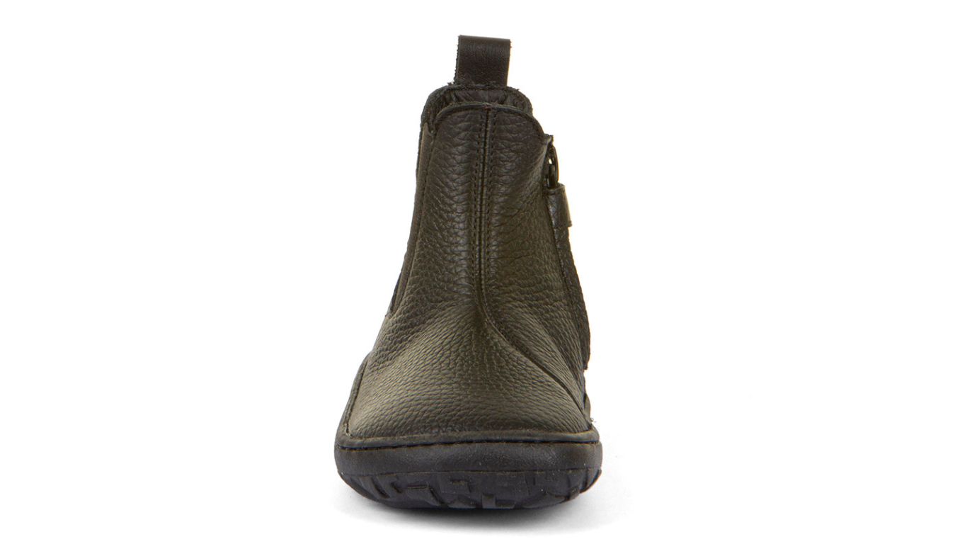 Barfußstiefel mit elastischem seitlichem Einsatz, geschlossene Zehen und geschlossener Fersenbereich, Vorderansicht